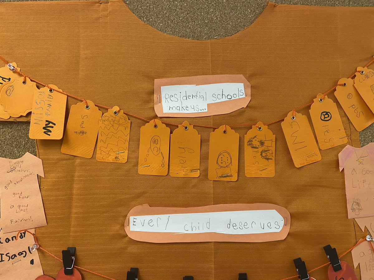 chellymil's tweet image. The students @BishopMacdonell were deeply invested in the history of residential schools. #OrangeShirtDay was the kickstart to our FNMI conversations in our sk/1 class. The grade 3/4 class @sara__withtheh also contributed to our display.