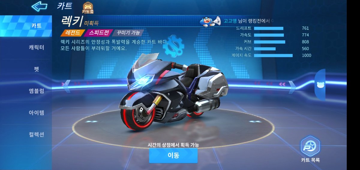 update: i found taeil's kart aaaahhhh i had to switch my language to korean to find it  now i forgot the english name but it's called 렉키