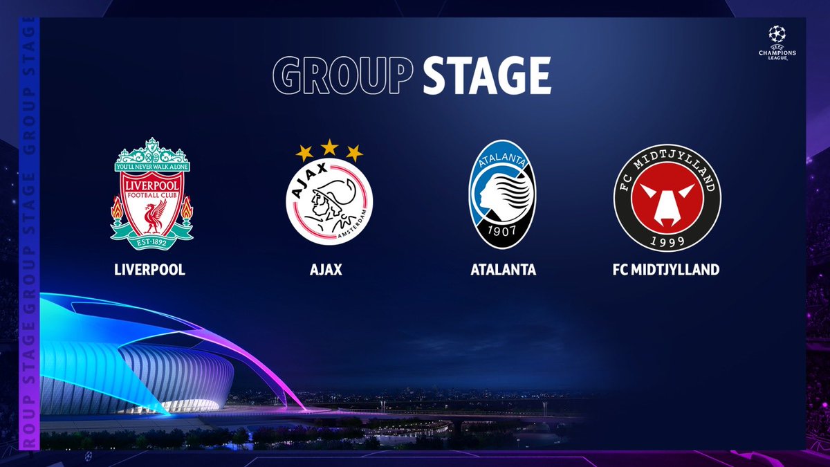 🔛 <a href="/Sorykaba2/">Sory Kaba</a> y <a href="/ManjrekarJames/">Manjrekar James</a> ya conocen a sus rivales en la fase de grupos de la <a href="/ChampionsLeague/">UEFA Champions League</a> ✔️

GRUPO D
<a href="/LFC/">Liverpool FC</a> <a href="/AFCAjax/">AFC Ajax</a> <a href="/Atalanta_BC/">Atalanta B.C.</a> y <a href="/fcmidtjylland/">FC Midtjylland</a> ⚫️🔴

#UCL #RGplayers ⚽️