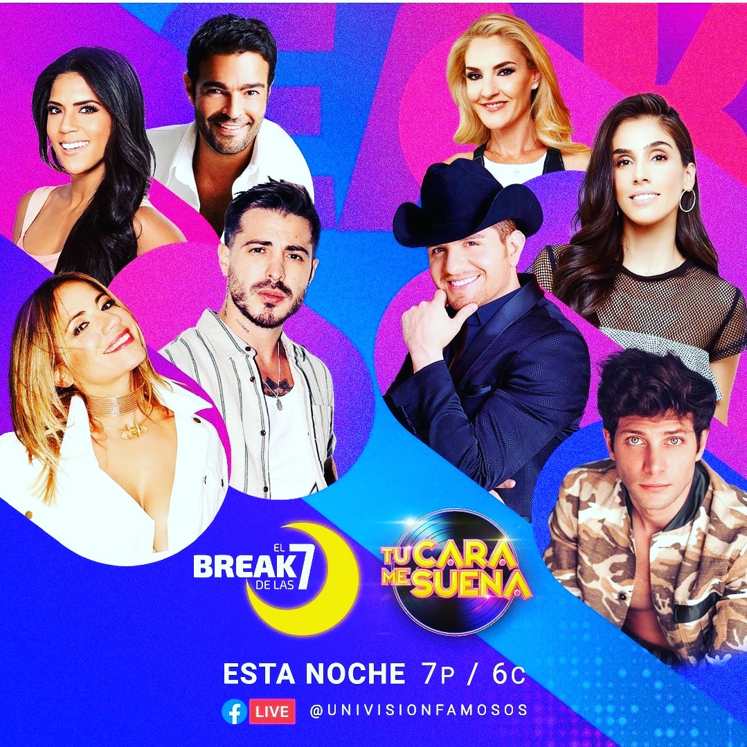 Esta noche nos daremos un break 
Por primera vez todas las estrellas participantes de #TuCaraMeSuenaUS estaremos juntos en el #ElBreakDeLas7  ESTA NOCHE ¡No te puedes perder este divertido segmento    a las 7p/6c en el #FacebookLive de @univisionfamosos