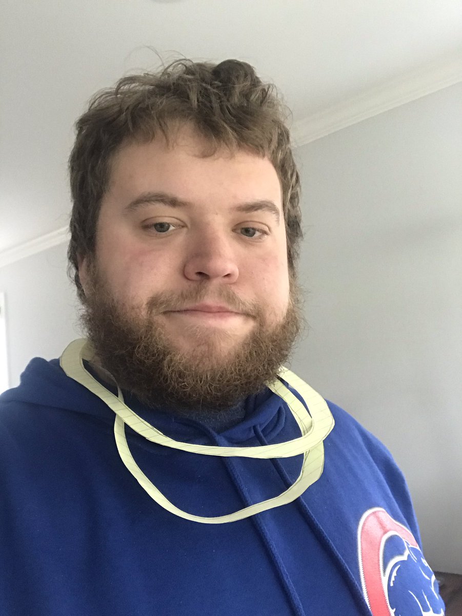 PJofRadio's tweet photo. That awkward moment when you rush to make two gold chains out of a yellow legal pad for game 2 of the #NLWildCard...only for the game to get rained out. @ARizzo44 @KrisBryant_23 @DOM_Frederic #ope #Tony2Chainz #KB2Chainz @Cubs #IDGAS #howboutdah #GoCubsGo #Postseason #MORALE https://t.co/YrHrTknvYT