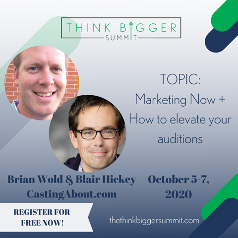 CastingAbout's tweet photo. Hey folks! CastingAbout's co-founders @brianwold &amp; @BlairHickeyLA are proud to be part of the THINK BIGGER SUMMIT — MON 10/5 @ 10am! Learn new ways to best market yourself to the casting community. Register for FREE @ https://t.co/jW56Zf0dYl #ThinkBiggerSummit #2020isnotcancelled https://t.co/Of6UYaFRfA