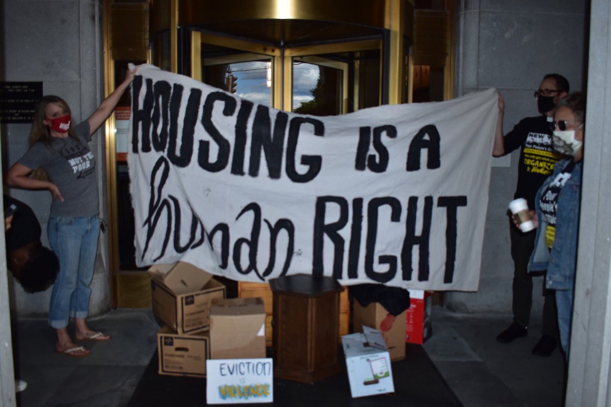 TenantBloc's tweet photo. Blocking the entrances to the Capitol in Albany to protest the evictions that start today!  If we don’t get an #EvictionFreeNY , Shut. It. Down. https://t.co/ACI7mxZk9f