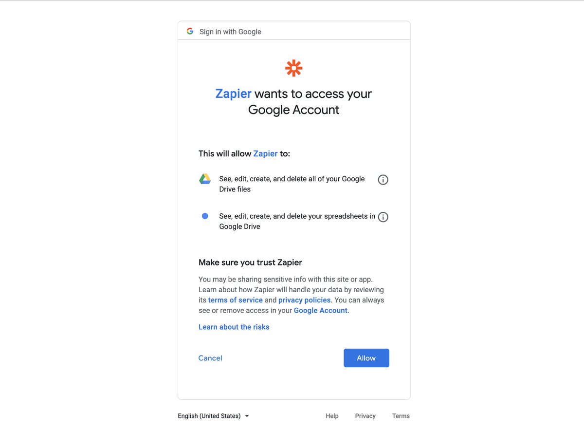  Link up your accountsSo after you sign up for  @zapier , you are going to need to link up your  @Google Account & whatever social networks you want to share to.For this exercise I'm going to use my personal  @Twitter account.
