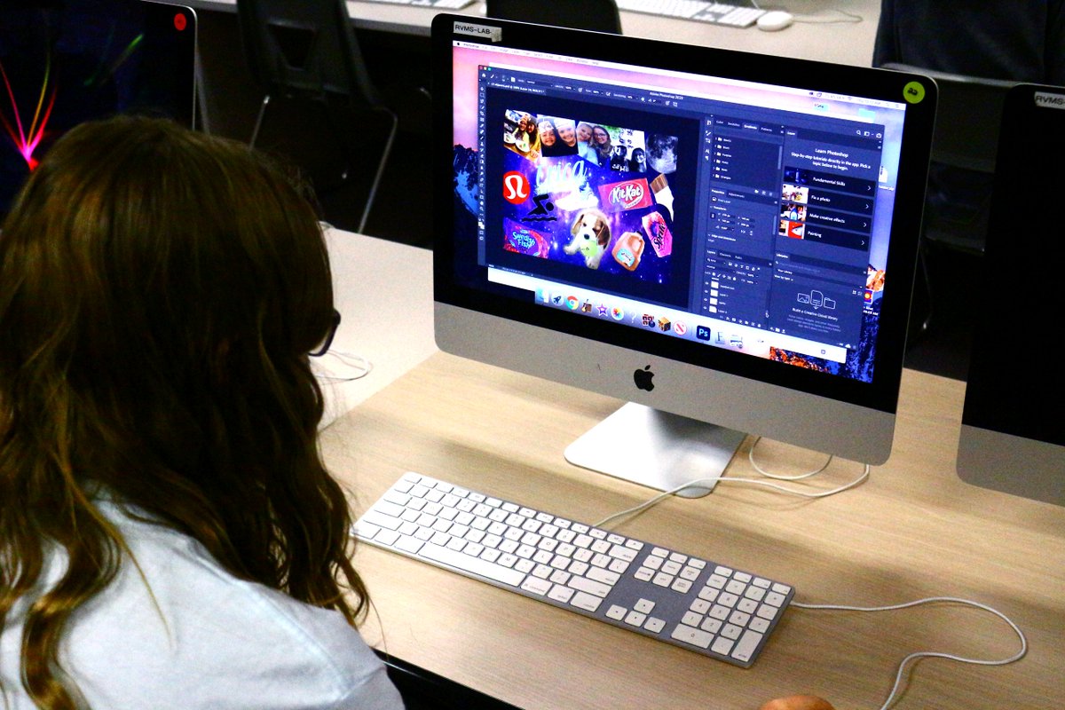 DesignRvms's tweet image. Digital Design Students are working on creating personalized collages using their Photoshop skills this week! 
#RanchViewProud