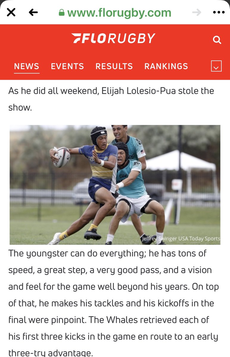 TBT 2019 when my Son <a href="/PuaElijah/">ElijahLolesioPua</a> had a write up on <a href="/FloRugby/">FloRugby</a> at NAI 7’s Rugby Nationals.

HS freshman Class of 2024
Puarugby135@gmail.com

#Studentathelete #Rugby❤️ 
<a href="/NDRugby/">Notre Dame Rugby</a> <a href="/CalVarsityRugby/">Cal Varsity Rugby</a> <a href="/westpointrugby/">West Point Rugby</a> <a href="/byurugby/">BYU Rugby</a> <a href="/dartmouthrugby/">Dartmouth Men's Rugby</a> <a href="/LURugby/">Lindenwood Rugby</a> <a href="/lifeumrugby/">Life University Men’s Rugby</a> <a href="/collegerugbyus/">collegerugby</a>