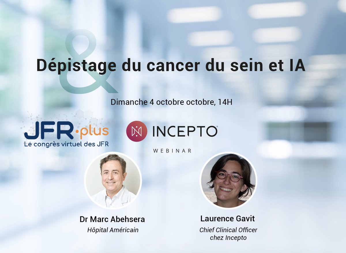 Incepto - Augmented Radiology (@inceptomedical) on Twitter photo 🎗 "Dépistage du cancer du sein et IA" avec Dr Marc Abehsera et notre Chief Clinical Officer <a href="/gavitla/">Laurence Gavit</a> : lnkd.in/egJiKCE 🎗 "Dépistage du cancer du sein et IA" avec Dr Marc Abehsera et notre Chief Clinical Officer <a href="/gavitla/">Laurence Gavit</a> : lnkd.in/egJiKCE