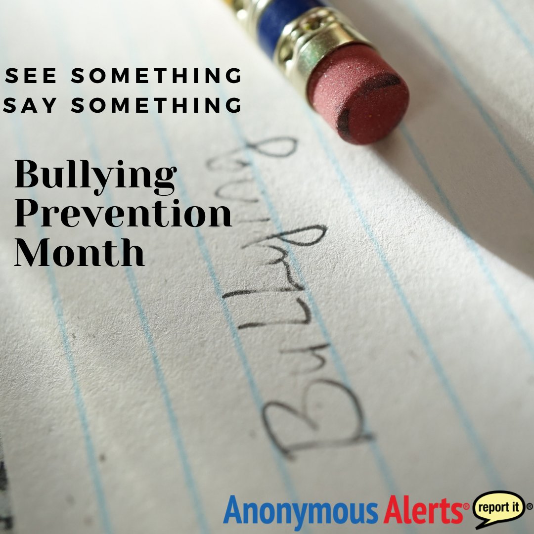 AnonymousAlerts's tweet image. Bullying was not done away with after the transition to online and hybrid learning was made, it only became harder to report. Stand with us against bullying this October during #NationalBulllyingPreventionMonth. 

#AnonymousReporting #AnonymousAlertsApp #SeeSomethingDoSomething