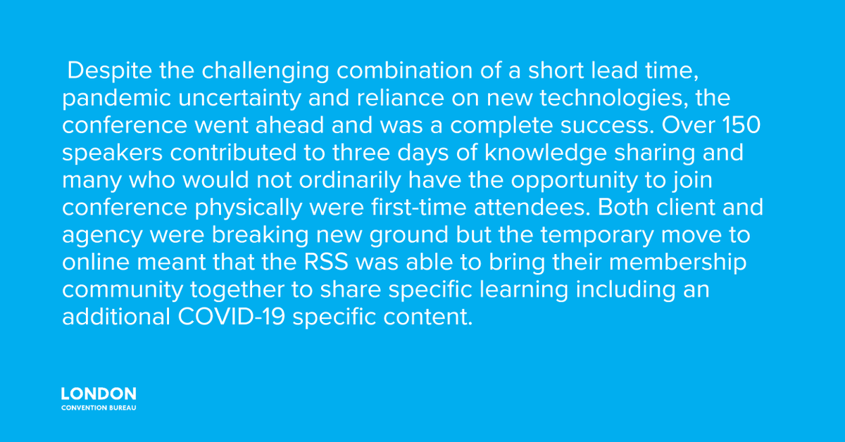 London_CVB's tweet photo. Find out how @AssociationsWs helped @RSSAnnualConf bring their annual international conference to life in a digital format. Thanks to the @UsVirt virtual platform, they created an engaging and successful 3-day online conference, bringing their membership community together. https://t.co/goUdlZliAE
