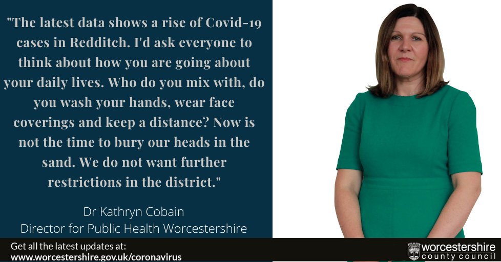 ❗ Rise of Covid-19 cases in Redditch
🔷47 cases per 100,000 people
🔷Particularly high numbers amongst 20-29 year olds
🔷Not large clusters, meaning the virus is spreading in the community
