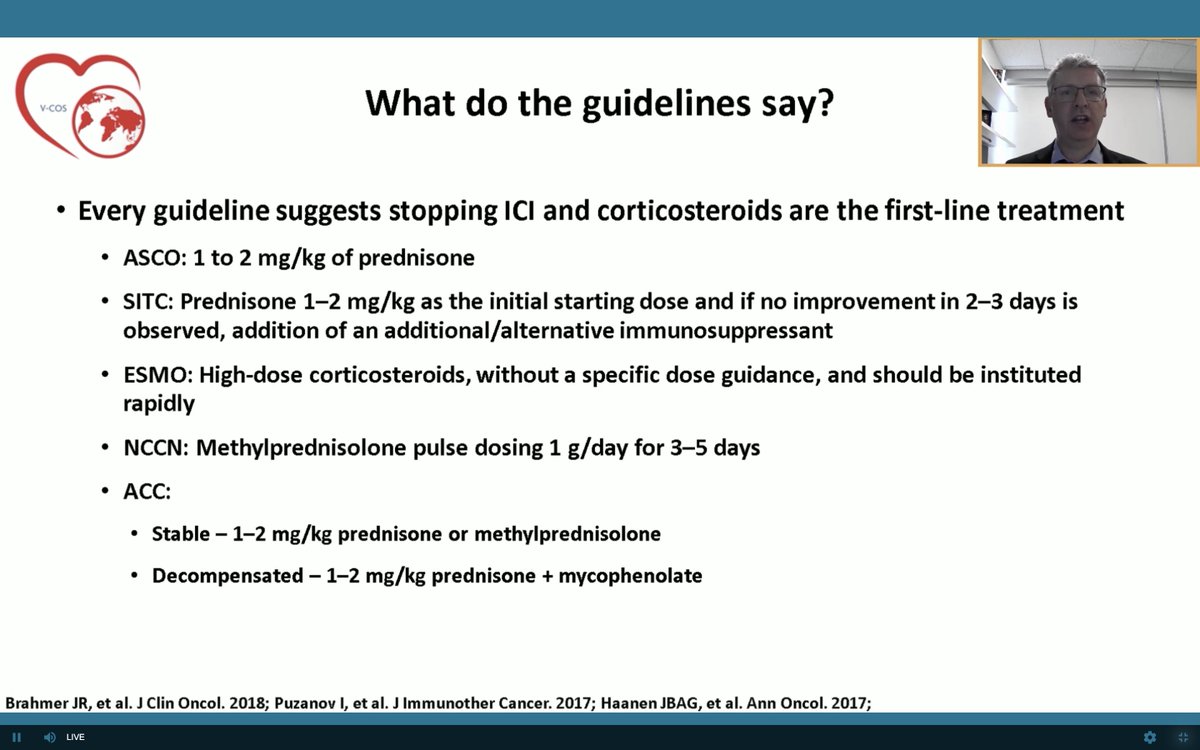 datsunian's tweet image. @MGHHeartHealth #cardioonc guru @TomasNeilan presents the unknown &amp;amp; knowns (thanks 2 Tom) on our evolving understanding of ICI myocarditis at #vcos2020. Critical to further our research efforts on dx &amp;amp; tx strategies to recognize and treat this highly fatal &amp;amp; new disease state.