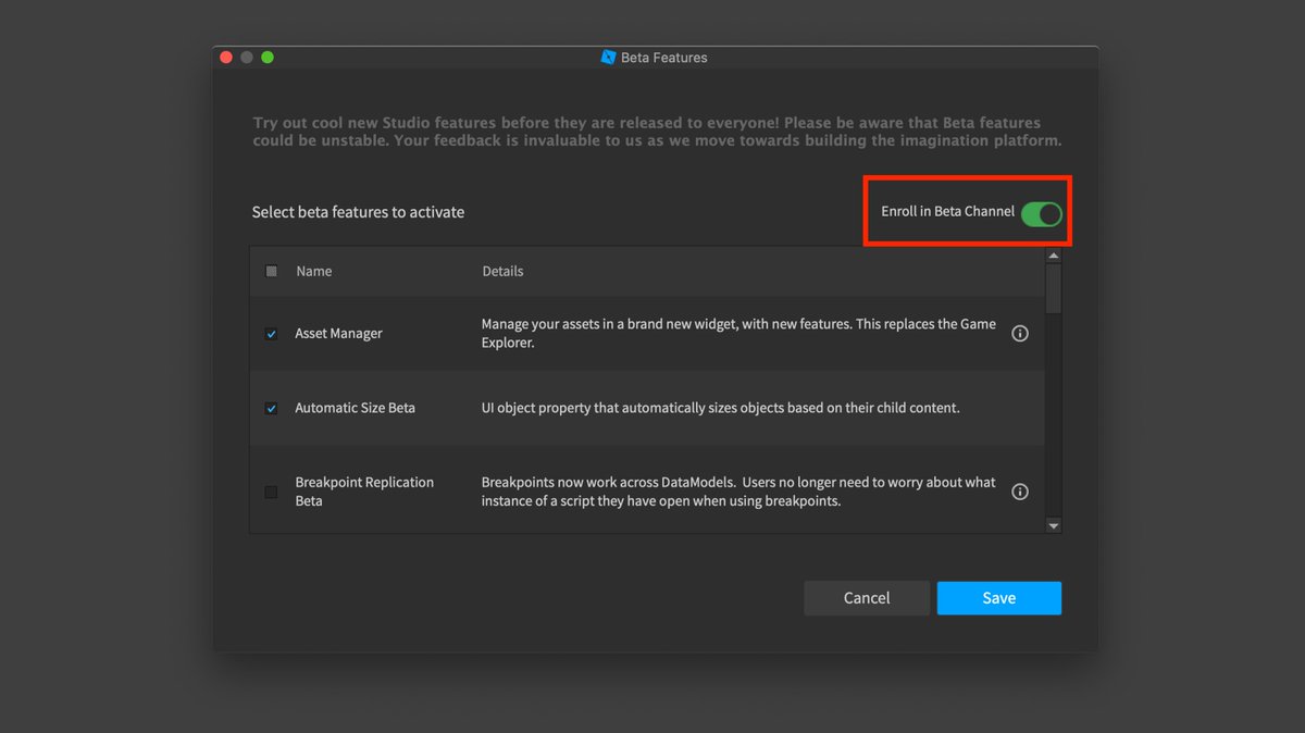 Bloxy News On Twitter Want To Automatically Enable New Roblox Studio Beta Features As They Become Available Rather Than Manually The New Beta Channel Toggle Will Allow You To Do Just That - roblox studio size