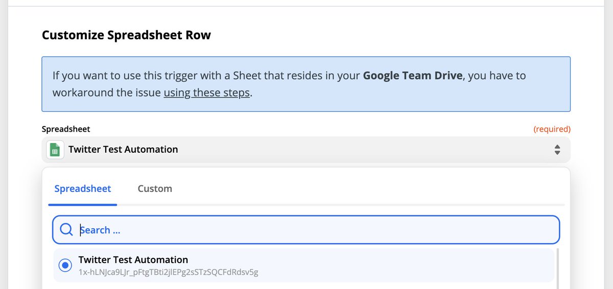  Set up your Google Sheet stepNow we can start setting up the actual Zap! Select "New or Updated Row" as the trigger Select the right Google Sheet Select the right Worksheet Set the trigger columnI usually leave the trigger as "Any Column"Then click Continue!