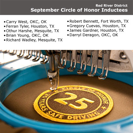 Kicking off the month by recognizing some of the safest drivers in OK & TX. Congrats to the following September #CircleOfHonor inductees! #SafetyFocused #RedRiverSafety