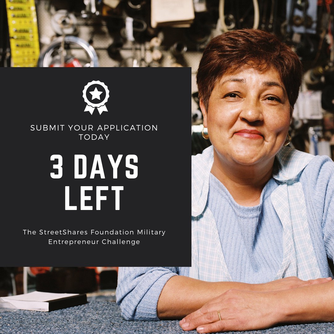 JUST 3 DAYS LEFT! 

Submit your application today!
hubs.ly/H0xhyDN0

#Veterans #entrepreneurship #award #accesstocapital #funding #philanthropy #grant #grantfunding #military #veteran #smallbusiness #entrepreneur #entrepreneurial