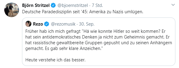 rezomusik's tweet image. Ich: Stelle einen Bezug vereinzelter Teilaspekte aus der Zeit VOR dem Nationalsozialismus mit Heutigem auf, weil sowas essentiell für einen historischen Lernprozess ist.

BILD Dude: "rEzO LüGt aMeRiKa zU NaZis um"

Die Boys sind so lost in ihrer Stimmungsmache...