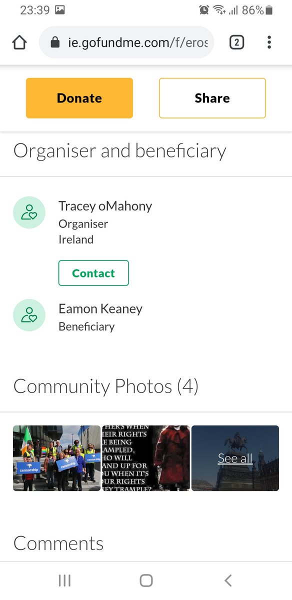 A few weeks into the original GoFundMe, it suddenly emerged that the beneficiary account (which wasn't mentioned at the outset) was another solictor who is an acquaintance of Tracey's, Eamon Keaney, a Galway solicitor at Benen Fahy Associates, 2 Bridge Street, Galway.