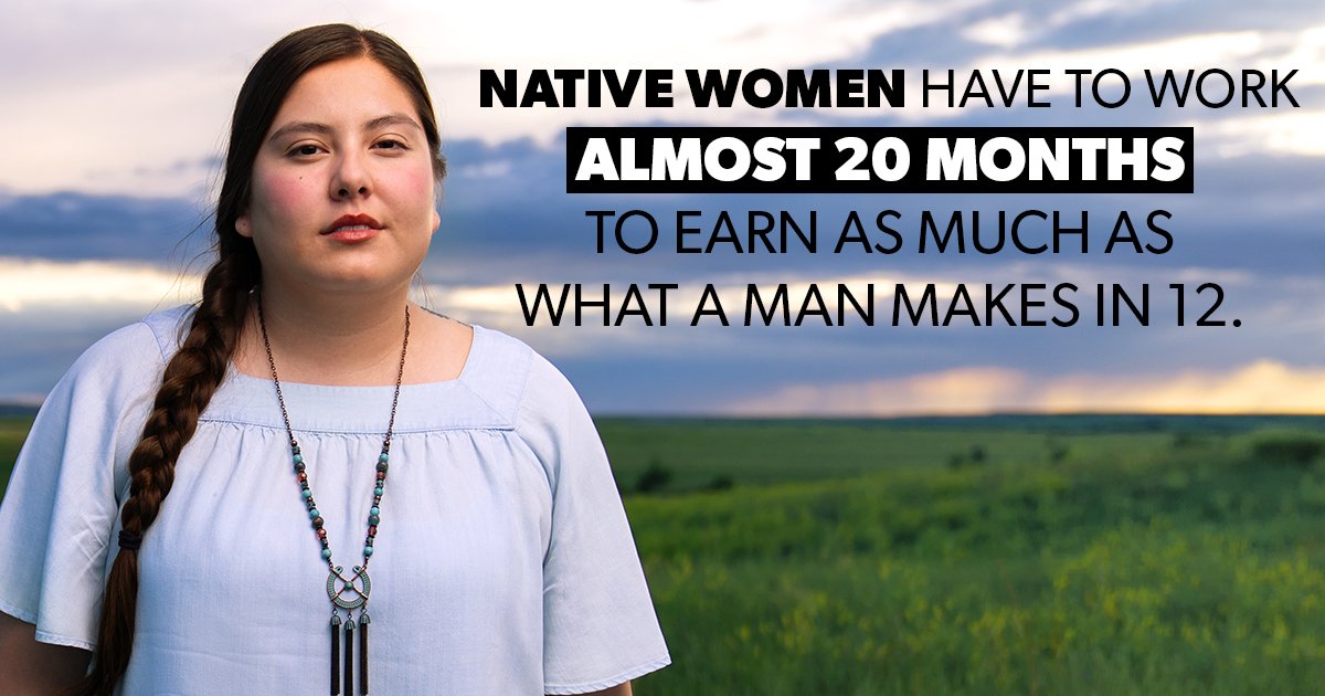 collegefund's tweet image. A #Native woman is paid approx. $0.60 cents for every $1 a man is paid, which means she must work 20 months to make what a man earns in 1 yr. As we fight for #RacialJustice, let’s also remember to stand with our sisters in demanding #EquityForNativeWomen.
#NativeWomensEqualPay