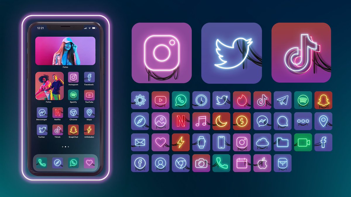 iOS14_Icons's tweet image. Yeah, you can now get set of icons for iOS 14 inspired by neon tokyo. Available now: gumroad.com/l/efEyt

#ios14homescreen #iOS14 #ios14icons #ios14widgets #iOS14skins #iPhone #TikTok #Instagram #Twitter #Icons