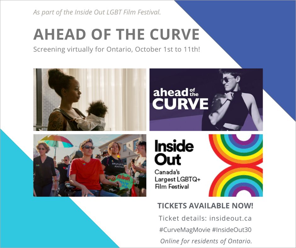 CurveMagMovie's tweet photo. AHEAD OF THE CURVE is screening virtually as part of the @InsideOutTO film festival, now through to tomorrow - open to Ontario audiences! 🍁🏳️🌈
Online tix: 👉 https://t.co/rGW0Pzzha8
#LGBTQHistoryMonth #LGBTQ #LesbianVisibility #QueerFilm #InsideOut30 #CurveMagMovie https://t.co/kwO7oLMf5d