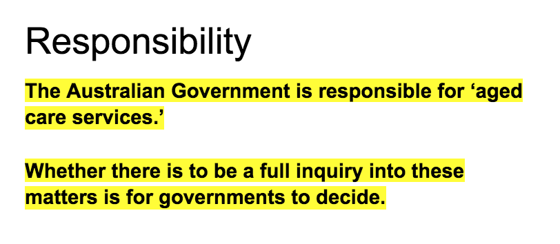 The Aged Care Royal Commission special report outlines that Aged Care services are a federal responsibility. It’s clear from the report that the federal government failed to learn from the Aged Care outbreak in NSW in April - it should have created a plan, but did not.  #NoPlan