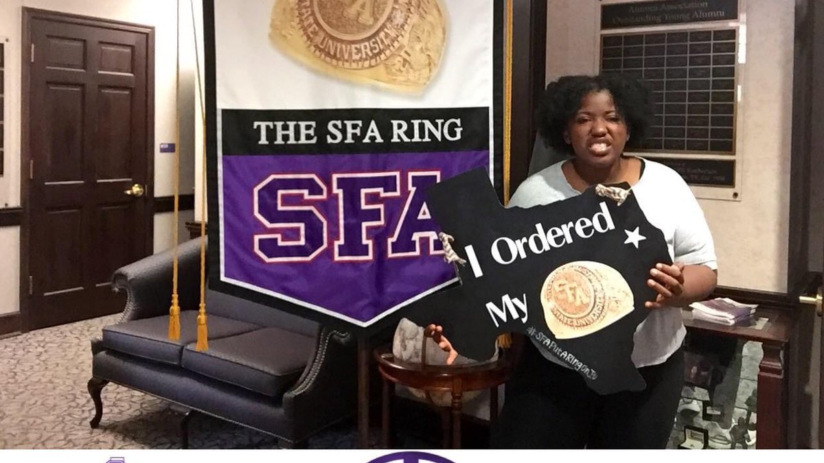 sfa_alumni's tweet photo. Big S/O to all who participated in #SFARingWeek today!

We'll be back tomorrow! 

Come let us help you choose your perfect SFA Ring. For event details, visit https://t.co/SAVbuuveaD. 

#AxeEm | #LumberjackPride https://t.co/KF1qsEQgFO