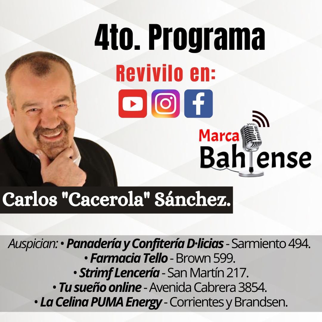 marcabahiense's tweet image. ⭐️Ya está disponible en Youtube nuestro 4to. programa completo con Carlos "Cacerola" Sanchez. 
👉youtube.com/watch?v=N7WvED…