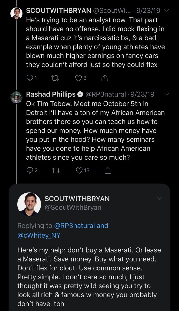 BeccaMVP's tweet photo. He also said RP3 invited him to a ‘street brawl’ when really he said play me for 25k. Something isn’t right about that wording. Oh & that was after he judged him for having a nice car, and gave him unsolicited financial advice... #ByeBryan #ToolAlert https://t.co/hxQ3Dg2fuL