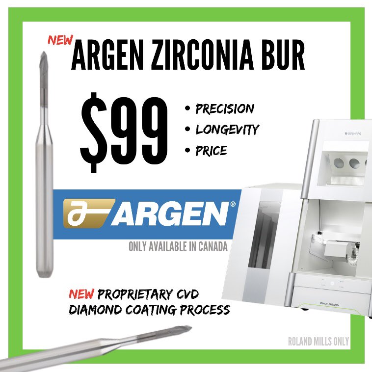 ArgenCanada's tweet photo. The next generation of zirconia milling tools are here for your #RolandDGA dental mill! Only from Argen Canada https://t.co/Oos2wtpByD
