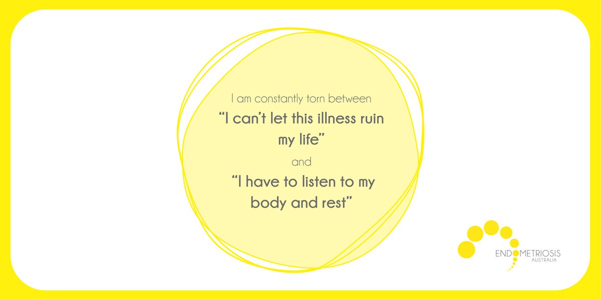 EndometriosisAu's tweet image. Our Quote of the Day:
I am constantly torn between “I can’t let this illness ruin my life” and “I have to listen to my body and rest”

Hands up if you can relate! 🙋‍♀️

#QOTD #quoteoftheday #endometriosis #endo #endowarrior #mentalhealth