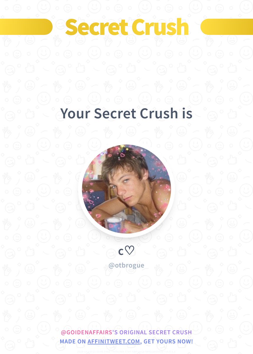 #Affinitweet Secret Crush
otbrogue secretly loves you! 😳
Who loves you in secret?
via affinitweet.com/secret-crush