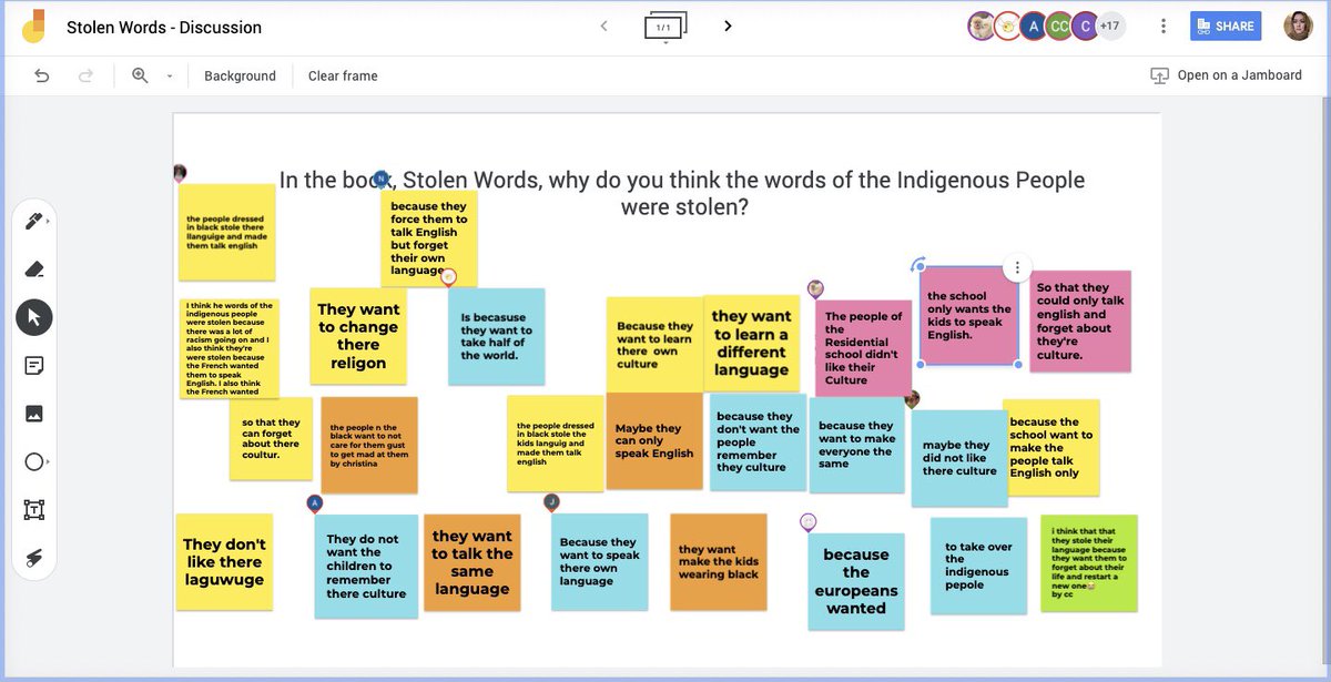 I’m blown away at how my grade 3’s can already critically draw conclusions and make inferences after reading Stolen Words. @YRDSB @EVS_YRDSB @StonebridgePS #OrangeShirtDay2020 #inclusivedesign @FNMIEAO