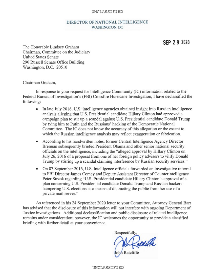 Everybody in America should read this letter from @DNI_Ratcliffe. 

Facts need to be known. This is not about politics; it is about the defense of our democracy.