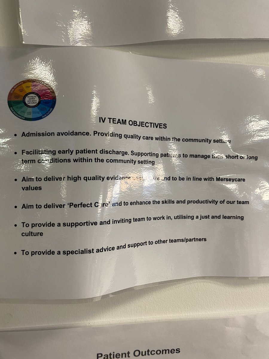 carolgordonNHS's tweet photo. Today we heard about the great progress the IV team are making towards perfect care. Striving for outstanding & keeping patient outcomes at the centre. Proud to be part of this service #ICN #team #teamobjectives #patientoutcomes https://t.co/a2fRfSAybR