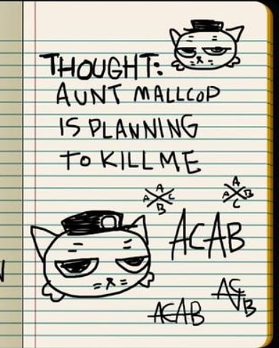 Maetober day 1: ACAB"Thought: Aunt Mallcop is planning to kill me"  #nitw  #nightinthewoods  #drawtober  #drawtober2020  #artober  #Artober2020  #inktober2020  #Inktober