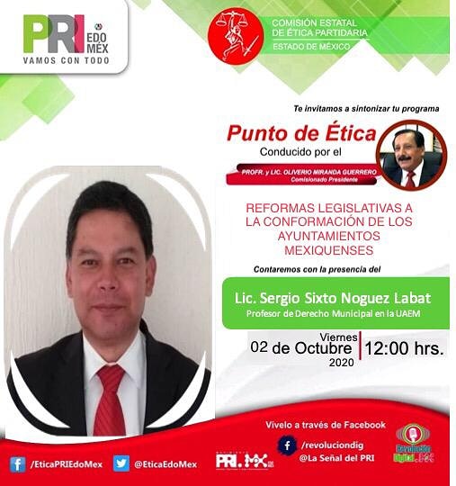 IRHToluca's tweet photo. No te pierdas mañana por @revoluciondig el tema:
✅Reformas legislativas a la conformación de los ayuntamientos mexiquenses. 
Solo por la #SeñalDelPRI https://t.co/2neUng6ZPn