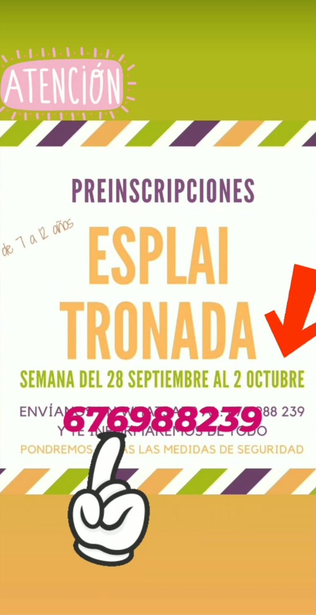 CasalCosaNostra's tweet photo. Atenció!! Esplai de @AJTronada !!!
De 7 a 12 anys!!!

Si voleu fer la preinscripció: 676988239 https://t.co/H9d93ZkgIH