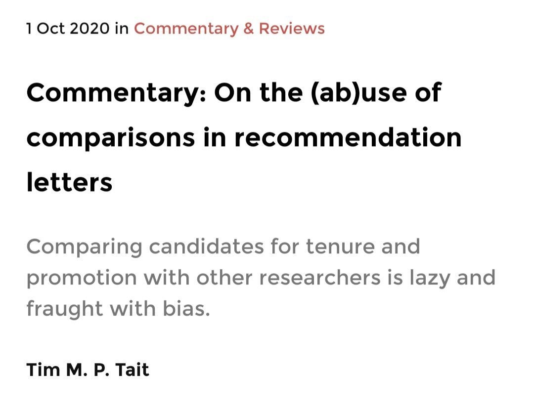 #UCIPhysAstro professor Tim Tait cautions about comparing physicists to others when writing letters of recommendation, as it can adversely affect the candidate as well as disfavor women and underrepresented minorities, in this new piece for Physics Today: buff.ly/3inw8d7