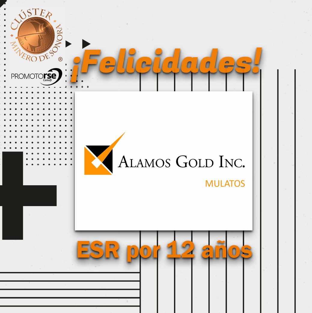 ClusterDeSonora's tweet photo. Felicitamos a @somosmon- Alamos Gold por sus 12 años de ser un socio reconocido por CEMEFI Y AliaRSE como una Empresa Socialmente Responsable
Sigamos compartiendo las buenas prácticas y haciendo una #MineríaSustentable https://t.co/C3y9lbbjhg
