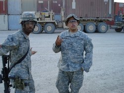 10/ Sgt. Justin Gallegos (on the right) ran to help re-supply a soldier standing guard in a truck.