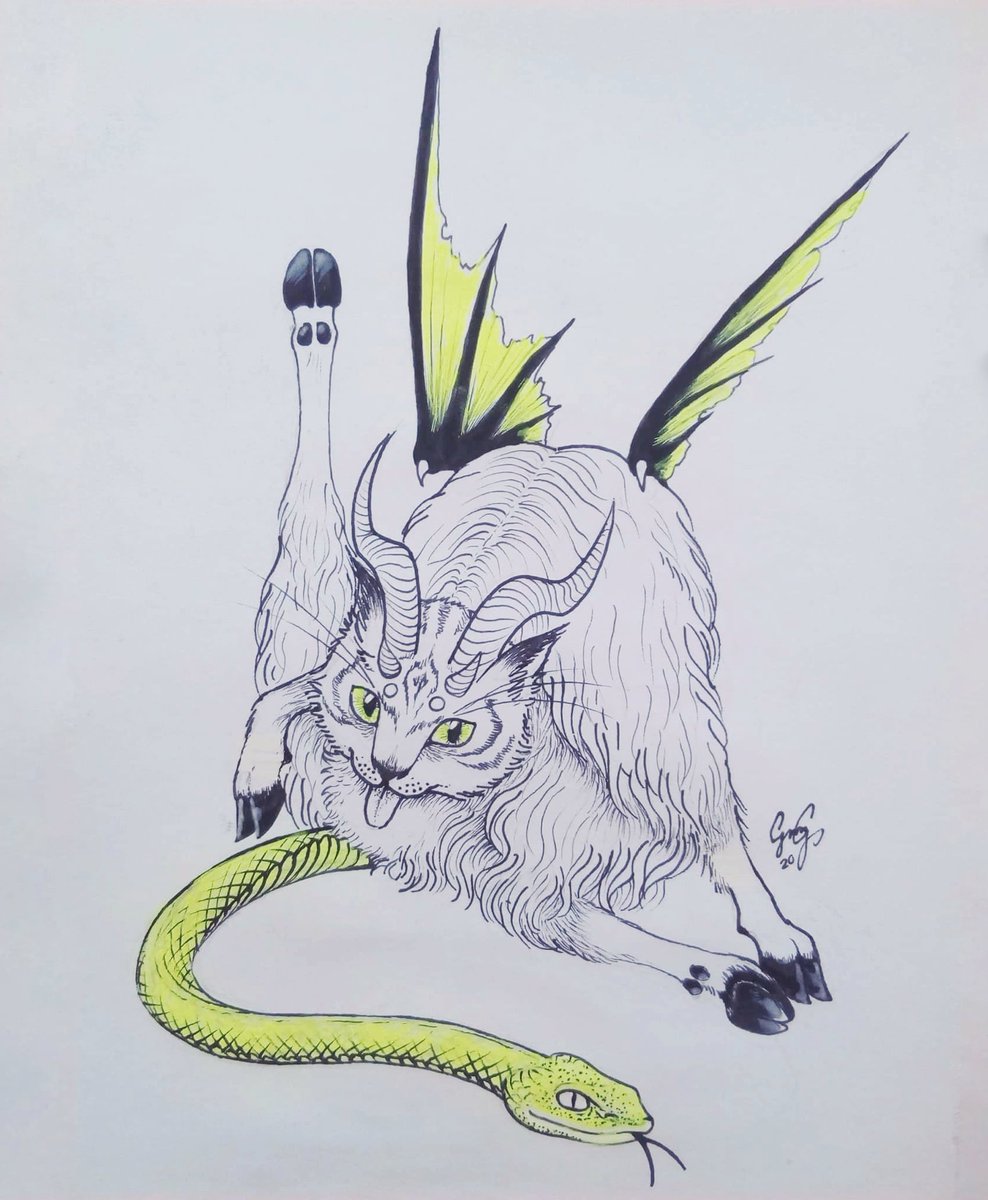 LordGiovanniArt's tweet photo. Artober Day 1: Bathtime.
I just really love to draw chimera cats in this time of the year. This one is giving herself a bath ๐
A touch of neon yellow for more magic.
#drawtober2020 #Artober2020 #Catober #chimera #inktoberalternative #fantasybeasts #fantasyart #spookytober https://t.co/x1vwRhwjko