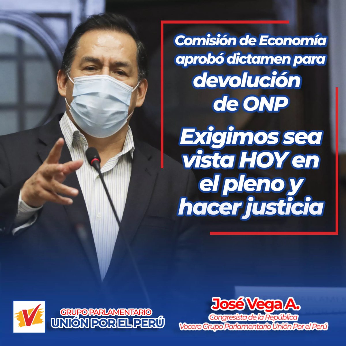 JoseVegaUPP's tweet photo. Es prioridad aprobar por insistencia la ley ONP.
.
.
.
#JoseVegaCongresista
#BancadaUnionPorElPeru
#CorrupcionEsTraicionALaPatria
#ONPNUNCAMAS https://t.co/lET6Yxw8uP