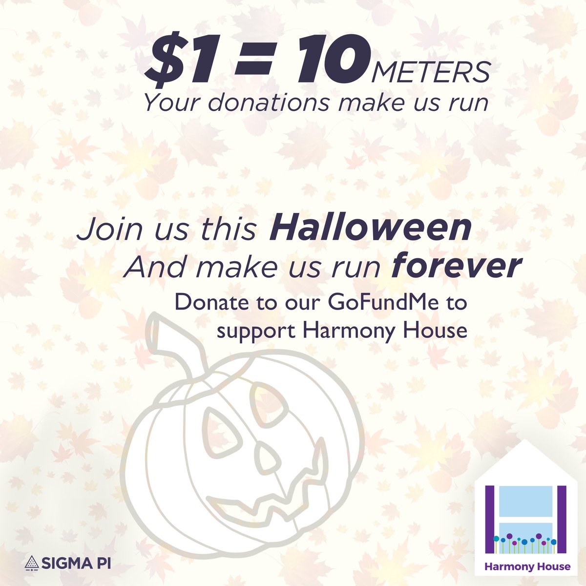 DrurySigmaPi's tweet photo. Happy October! Donate to our GoFundMe to support Harmony House. We’ll run further and further with each dollar donated 

https://t.co/Iyvhr9XnWB https://t.co/bnu6VCxm08
