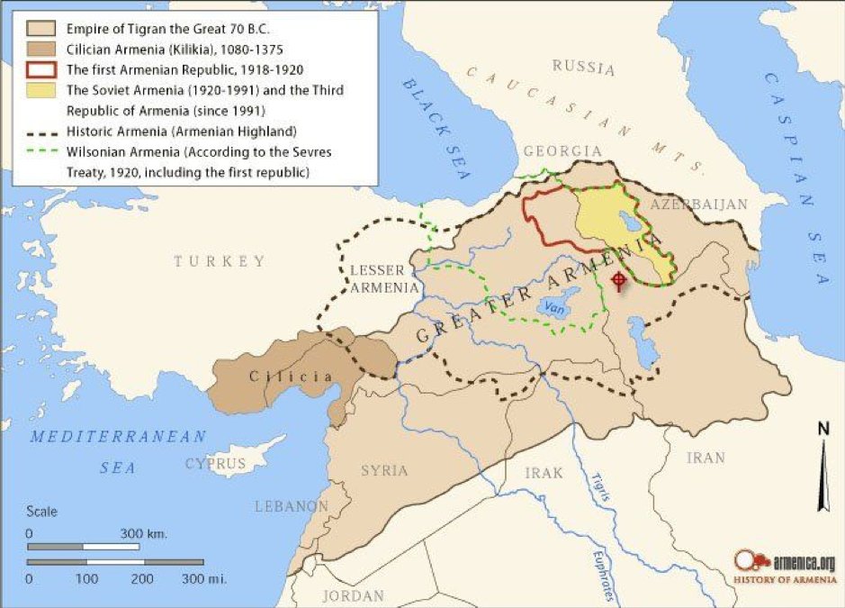 In fact, Armenia is the last surviving relic of the Byzantine Empire. Before looking into it’s history, it makes much sense for one to look at the historic Armenian homelands – not their claims and super-claims but at Armenia created as a part of Treaty of Sevres.
