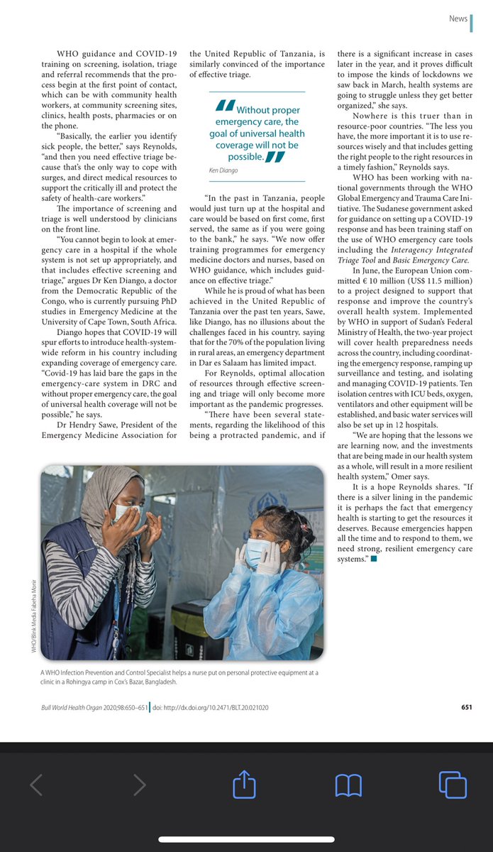 DrTsion's tweet photo. “Emergency care in the pandemic” from @WHOBulletin. Quote from  #DrAlegnta and many others. “If there is a silver lining in the pandemic it is perhaps the fact that emergency health is starting to get the resources it deserves.” #DrTeriReynolds ■ https://t.co/KFFA9DKkhL https://t.co/GmcGgxDhLg