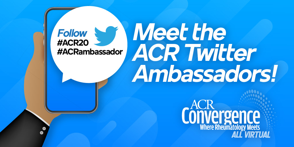 #ACR20 all-virtual meeting experience is coming!  Stay informed &amp; follow our #ACRambassador team! Thank you <a href="/DrBhana/">Suleman Bhana, MD</a> <a href="/Ertugrul_cagri/">Ertugrul Cagri Bolek, MD MSc</a> @cdowneymd <a href="/egeli_bugra/">Bugra Han Egeli, MD</a> <a href="/AliDuarteMD/">Alí Duarte, MD</a> <a href="/SituationRheum/">Elizabeth Graef</a> <a href="/JamesTracian/">Tracian James-Goulbourne</a> <a href="/rheum_cat/">Rheum Cat</a> <a href="/joannamarco/">Joanna Marco, MD</a> <a href="/NadineMbuyiMD/">Nadine N. Mbuyi MD, RhMSUS</a> <a href="/DrKanikaMonga/">Kanika Monga, MD, FACR</a> acr.tw/3l13lgf