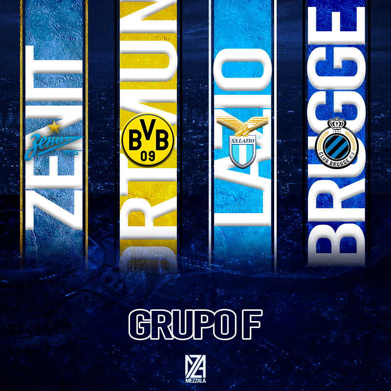 MezzalaProyect's tweet photo. Así queda el Grupo F de la UEFA Champions League!⭐⭐⭐

🇷🇺 @es_fczenit 
🇩🇪 @BVB 
🇮🇹 @OfficialSSLazio 
🇧🇪 @ClubBrugge 

#UCLdraw https://t.co/pDTdAKbMKr