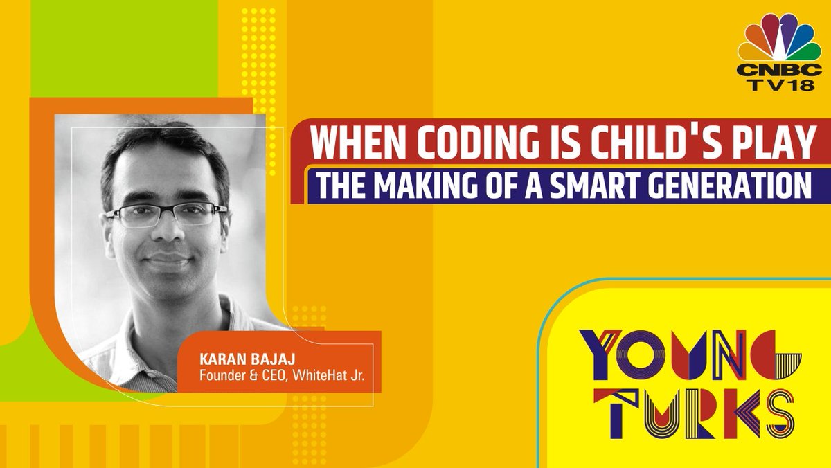 CNBCTV18News's tweet photo. Young Coders in the Making | @ShereenBhan speaks with @realkaranbajaj of @whitehatjunior to decode how the #edtech platform is reshaping future generations with #Coding

Tune into @CNBCYoungTurks @ 11 AM https://t.co/5WtHKfvLTj