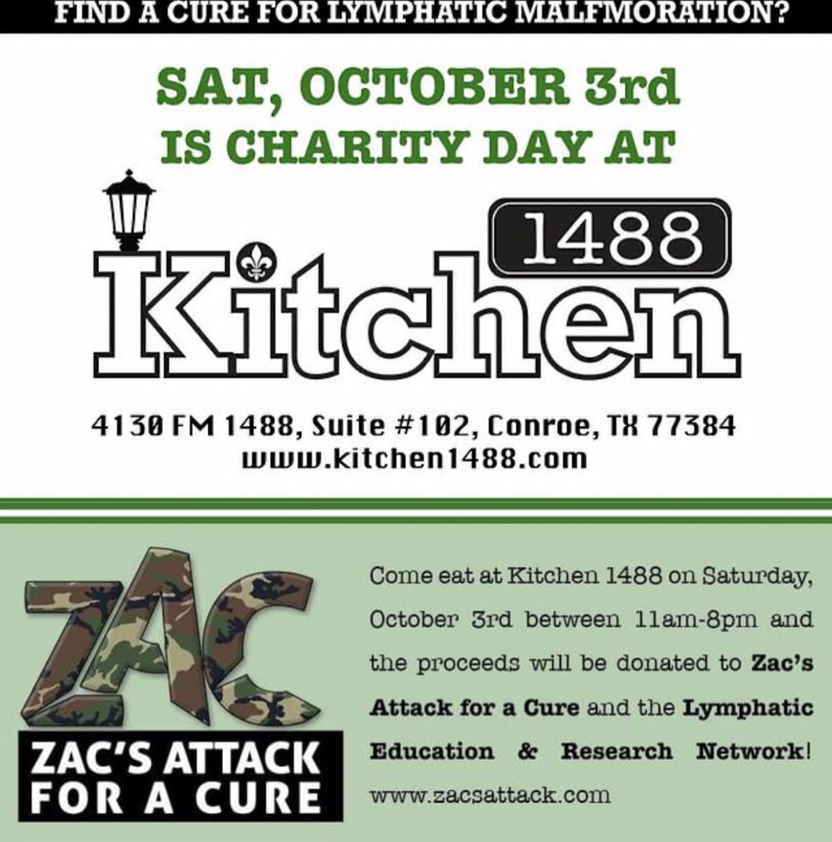 1488Kitchen's tweet image. Come out and EAT FOR A CURE this Saturday! @zacs_attack @zacberg7