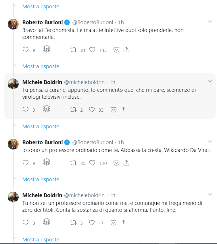 ValeMameli's tweet photo. @GPS_SPINATO E poi dicono di #Trump #Biden.
Uno splendido scambio fra due cime (di rapa) #Burioni e # Boldrin su chi l'ha più lungo e più duro.
Asilo Mariuccia
🤣🤣🤣🤣🤣 https://t.co/A48248tkMp